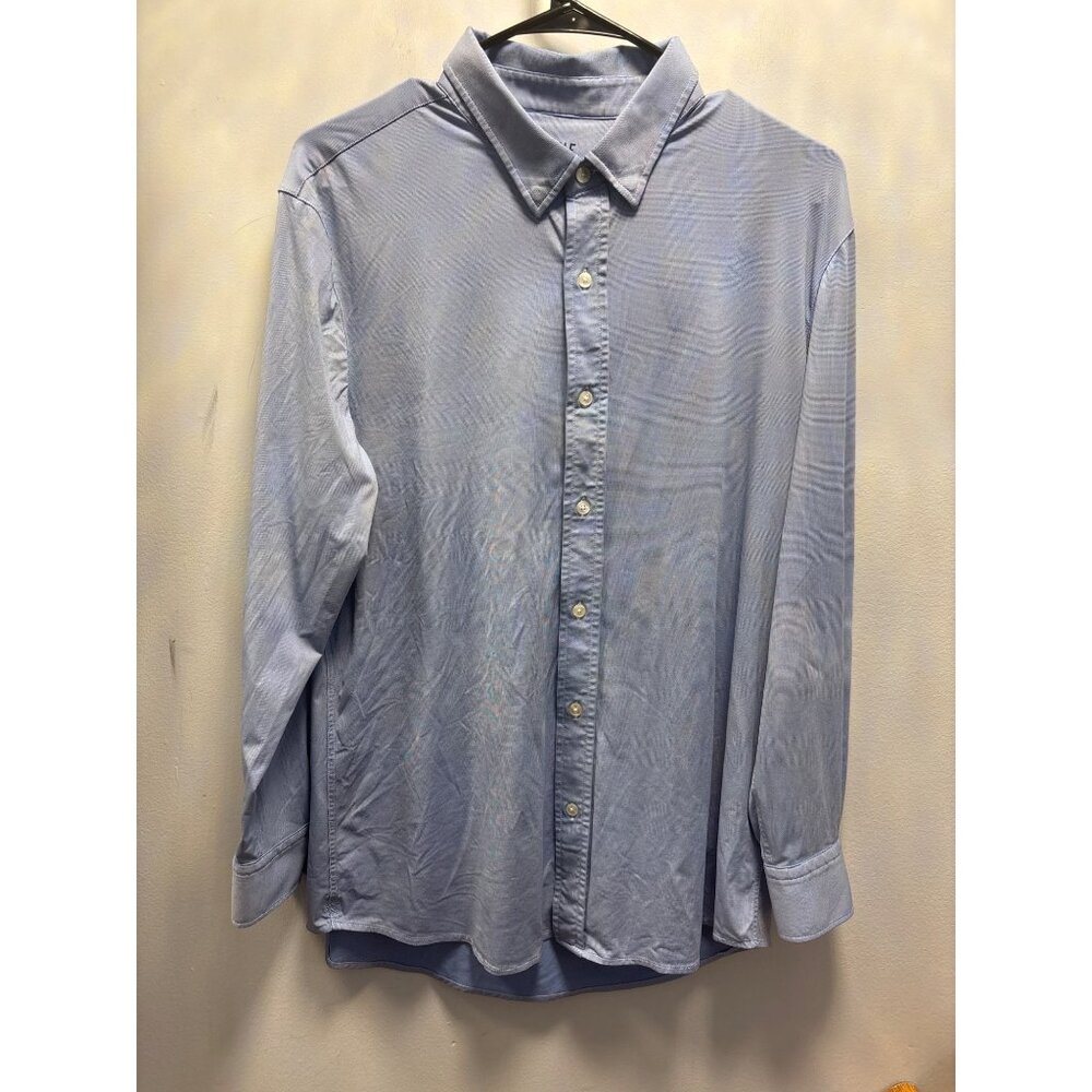 Rhone Light Blue Long-Sleeve Button-Up Shirt With Pointed Collar Large‎